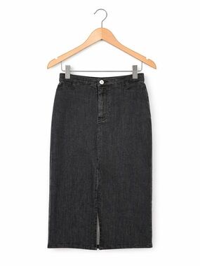 Ralph Lauren Sport Gray Denim Midi Skirt Size M Classic Chic Office Everyday